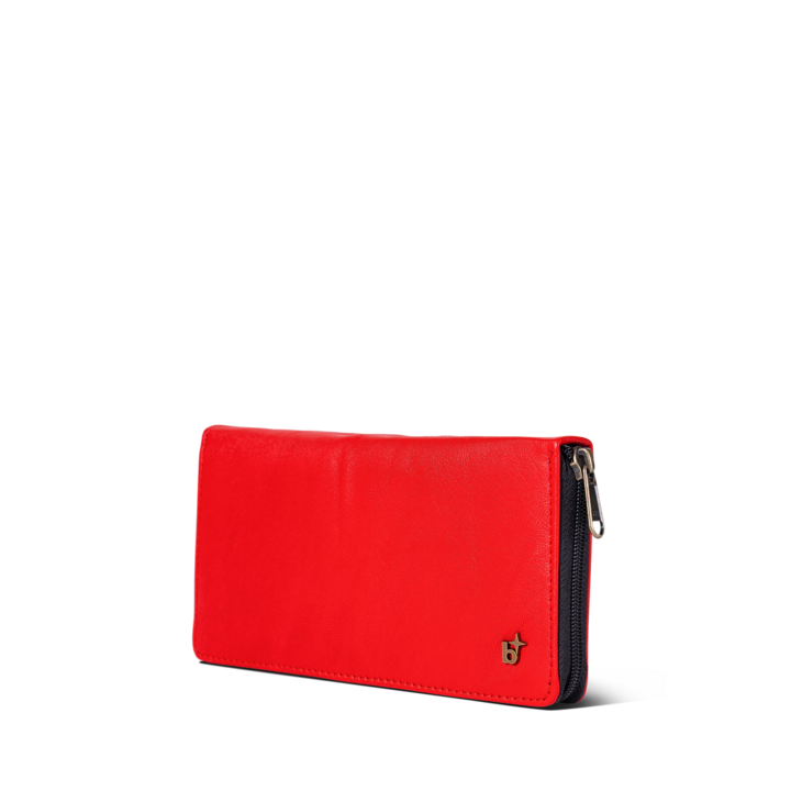 Bagind Donna Red Red Womens Leather Wallet With Zipper Bagind